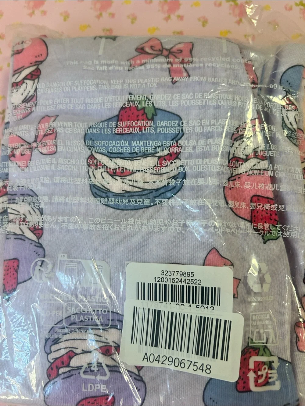 NWT Gap Kids Pink Dessert-Macarons Print Pajama Set Size 10